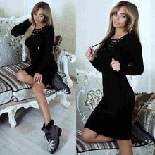 Load image into Gallery viewer, Autumn Winter Sweater Dress Women V Neck Long Sleeve Knit Bodycon