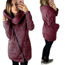 Load image into Gallery viewer, Autumn Winter Women Jacket Solid Color Long Sleeve Coat Diagonal