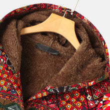 Load image into Gallery viewer, Autumn Winter Women Vintage Flowers Print Fleece Hooded