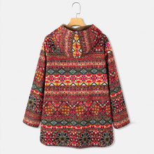 Load image into Gallery viewer, Autumn Winter Women Vintage Flowers Print Fleece Hooded