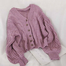 Load image into Gallery viewer, Women's Cardigan Korean Style The Retro Solid Color V - Sophornlilly