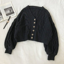 Load image into Gallery viewer, Women's Cardigan Korean Style The Retro Solid Color V - Sophornlilly