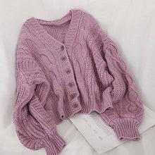 Load image into Gallery viewer, Women's Cardigan Korean Style The Retro Solid Color V - Sophornlilly