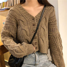 Load image into Gallery viewer, Women's Cardigan Korean Style The Retro Solid Color V - Sophornlilly