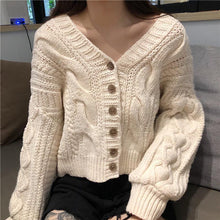 Load image into Gallery viewer, Women's Cardigan Korean Style The Retro Solid Color V - Sophornlilly