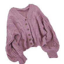 Load image into Gallery viewer, Women's Cardigan Korean Style The Retro Solid Color V - Sophornlilly