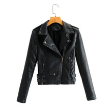 Load image into Gallery viewer, Autumn Women Chic Vogue Purple Side Belt Leather Jacket Rivet