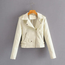 Load image into Gallery viewer, Autumn Women Chic Vogue Purple Side Belt Leather Jacket Rivet