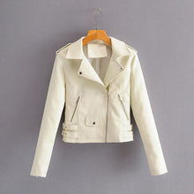 Load image into Gallery viewer, Autumn Women Chic Vogue Purple Side Belt Leather Jacket Rivet