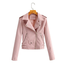 Load image into Gallery viewer, Autumn Women Chic Vogue Purple Side Belt Leather Jacket Rivet
