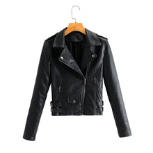 Load image into Gallery viewer, Autumn Women Chic Vogue Purple Side Belt Leather Jacket Rivet