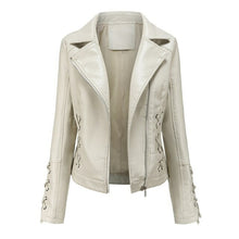 Load image into Gallery viewer, Autumn Women's Leather Jacket Slim Turn down Collar Short PU Leather