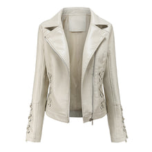 Load image into Gallery viewer, Autumn Women's Leather Jacket Slim Turn down Collar Short PU Leather
