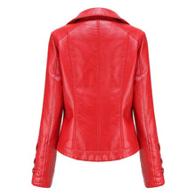 Load image into Gallery viewer, Autumn Women's Leather Jacket Slim Turn down Collar Short PU Leather