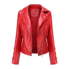 Load image into Gallery viewer, Autumn Women's Leather Jacket Slim Turn down Collar Short PU Leather