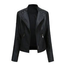 Load image into Gallery viewer, Autumn Women's Personality Faux Leather Jacket Long Sleeve Lapel Zip