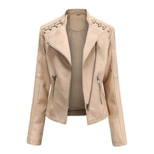 Load image into Gallery viewer, Autumn Women's Personality Faux Leather Jacket Long Sleeve Lapel Zip