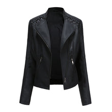 Load image into Gallery viewer, Autumn Women's Personality Faux Leather Jacket Long Sleeve Lapel Zip
