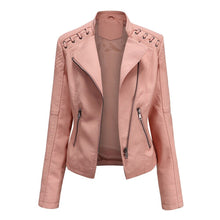 Load image into Gallery viewer, Autumn Women's Personality Faux Leather Jacket Long Sleeve Lapel Zip