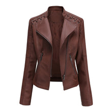 Load image into Gallery viewer, Autumn Women's Personality Faux Leather Jacket Long Sleeve Lapel Zip