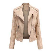 Load image into Gallery viewer, Autumn Women's Personality Faux Leather Jacket Long Sleeve Lapel Zip