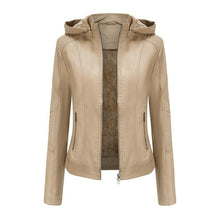 Load image into Gallery viewer, Autumn and winter women's Vogue polyester  detachable hooded leather