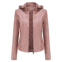 Load image into Gallery viewer, Autumn and winter women's Vogue polyester  detachable hooded leather