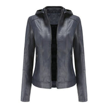 Load image into Gallery viewer, Autumn and winter women's Vogue polyester  detachable hooded leather