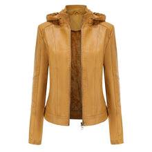 Load image into Gallery viewer, Autumn and winter women's Vogue polyester  detachable hooded leather