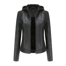 Load image into Gallery viewer, Autumn and winter women's Vogue polyester  detachable hooded leather
