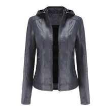 Load image into Gallery viewer, Autumn and winter women's Vogue polyester  detachable hooded leather