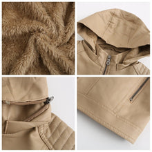 Load image into Gallery viewer, Autumn and winter women's Vogue polyester  detachable hooded leather