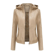 Load image into Gallery viewer, Autumn and winter women's Vogue polyester  detachable hooded leather