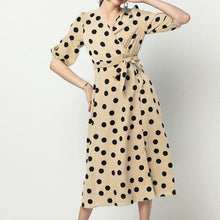 Load image into Gallery viewer, dot chiffon v neck long sleeve black white vintage sexy - Sophornlilly