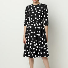 Load image into Gallery viewer, dot print round neck chiffon black blue vintage sexy - Sophornlilly