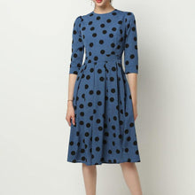 Load image into Gallery viewer, dot print round neck chiffon black blue vintage sexy - Sophornlilly