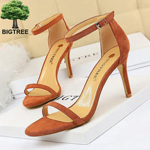 Load image into Gallery viewer, BIGTREE Shoes Super High Heels Suede Women Heels Open Toe Woman Pumps