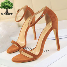 Load image into Gallery viewer, BIGTREE Shoes Super High Heels Suede Women Heels Open Toe Woman Pumps