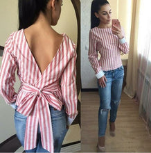 Load image into Gallery viewer, Bkld Women Blouse 2017 Spring Autumn New Women Sexy Bow Back Open