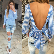Load image into Gallery viewer, Bkld Women Blouse 2017 Spring Autumn New Women Sexy Bow Back Open
