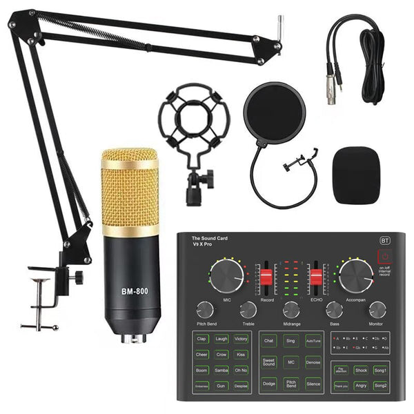 BM800 Condenser Microphone Sound Card V9X PRO Mixer Live Broadcast