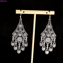 Load image into Gallery viewer, 100% S925 Sterling silver earrings Thai silver Handmade Retro - Sophornlilly