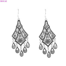 Load image into Gallery viewer, 100% S925 Sterling silver earrings Thai silver Handmade Retro - Sophornlilly