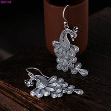Load image into Gallery viewer, 100% S925 Sterling silver earrings Thai silver Peacock flaunting - Sophornlilly