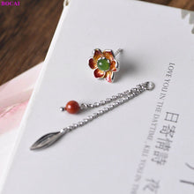Load image into Gallery viewer, sterling silver earrings Cloisonne sunflower lotus pearl