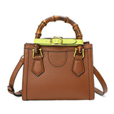 Bamboo Handle Square Handbag Tote Bag