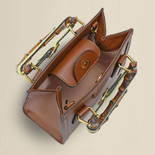 Load image into Gallery viewer, Bamboo Handle Square Handbag Tote Bag