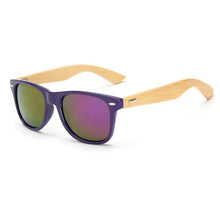 Load image into Gallery viewer, Bamboo Wood Square Sunglasses Brand Design Men Women Coating Mirror