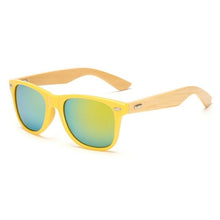 Load image into Gallery viewer, Bamboo Wood Square Sunglasses Brand Design Men Women Coating Mirror