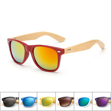 Load image into Gallery viewer, Bamboo Wood Square Sunglasses Brand Design Men Women Coating Mirror